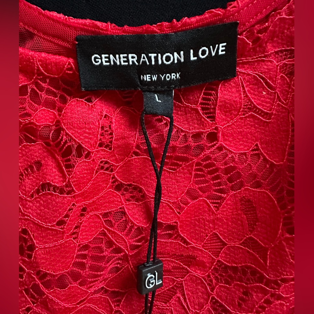 Generation Love Gigi Red Lace Scoop-Neck bodysuit Large Flame new - Picture 11 of 16